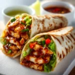 Delicious sweet chili chicken wraps packed with flavors and fresh ingredients