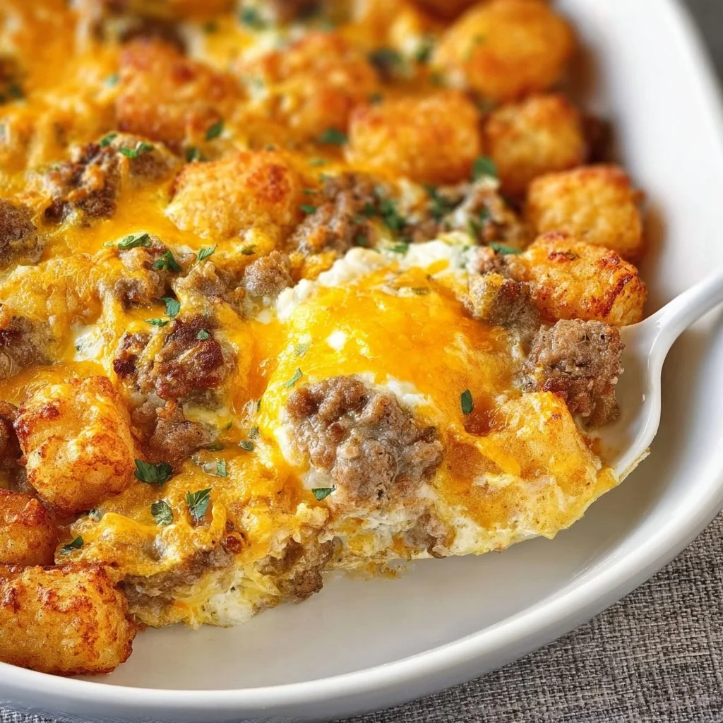 Tater Tot Sausage Breakfast Casserole 2 Tater Tot Sausage Breakfast Casserole