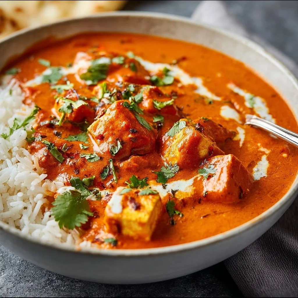 Vegetarian Tikka Masala with colorful vegetables and spices served in a bowl