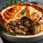 Delicious Beef and Mushroom Pie with flaky crust and savory filling