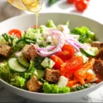 A vibrant Classic House Salad with fresh vegetables and dressing