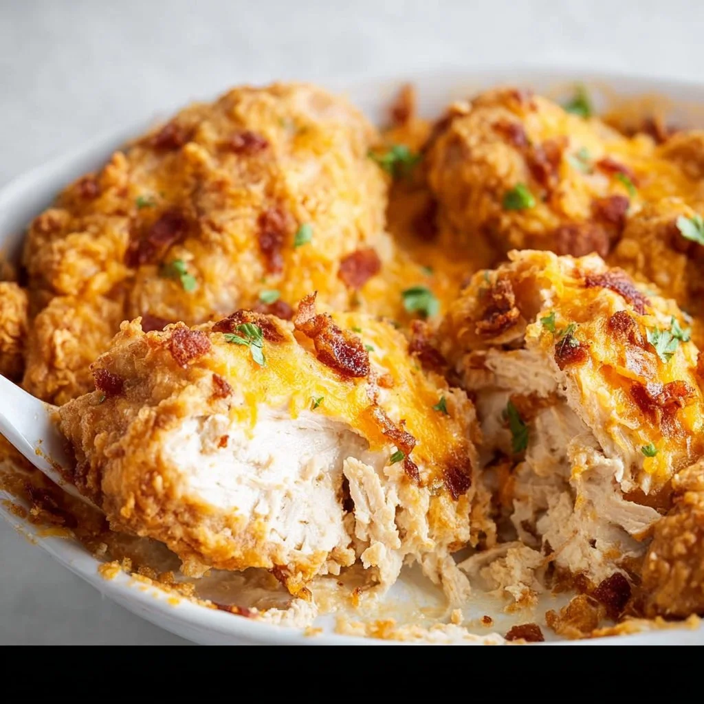 Delicious plate of Crack Chicken garnished with herbs and served with sides.