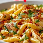 Creamy Crack Chicken Penne dish served in a bowl