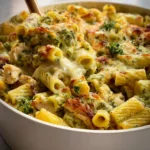 Creamy Pesto Chicken Pasta Bake 3 Creamy pesto chicken pasta bake with vibrant green sauce and grilled chicken
