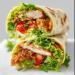 Delicious Crispy Chicken Wrap with fresh ingredients wrapped in a tortilla.