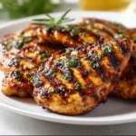 Juicy and delicious easy grilled chicken on the grill with spices