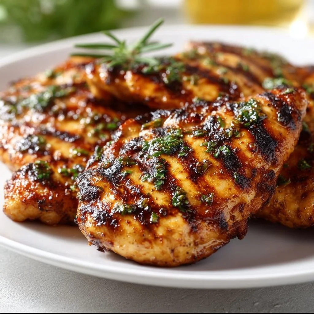 Juicy and delicious easy grilled chicken on the grill with spices