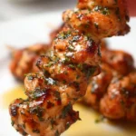 Delicious Garlic Herb Chicken Skewers ready for grilling