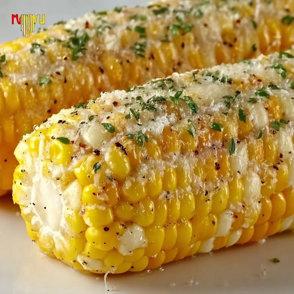 Delicious Garlic Parmesan Corn on the Cob served as a side dish