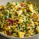 Delicious Grilled Corn Orzo Salad with fresh vegetables and herbs