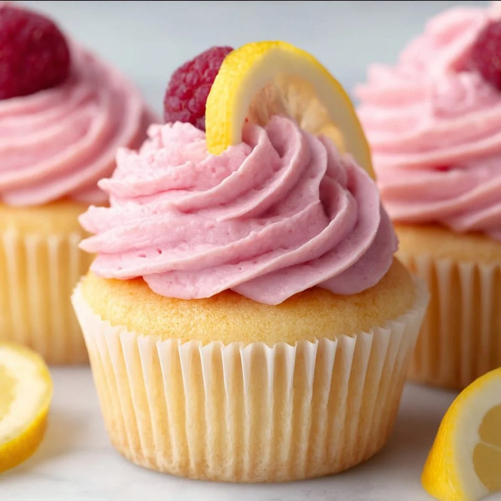 Delicious homemade lemon cupcakes with frosting and lemon zest on top