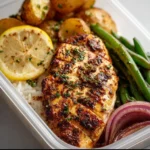 Lemon garlic chicken meal prep with fresh ingredients and vibrant flavors