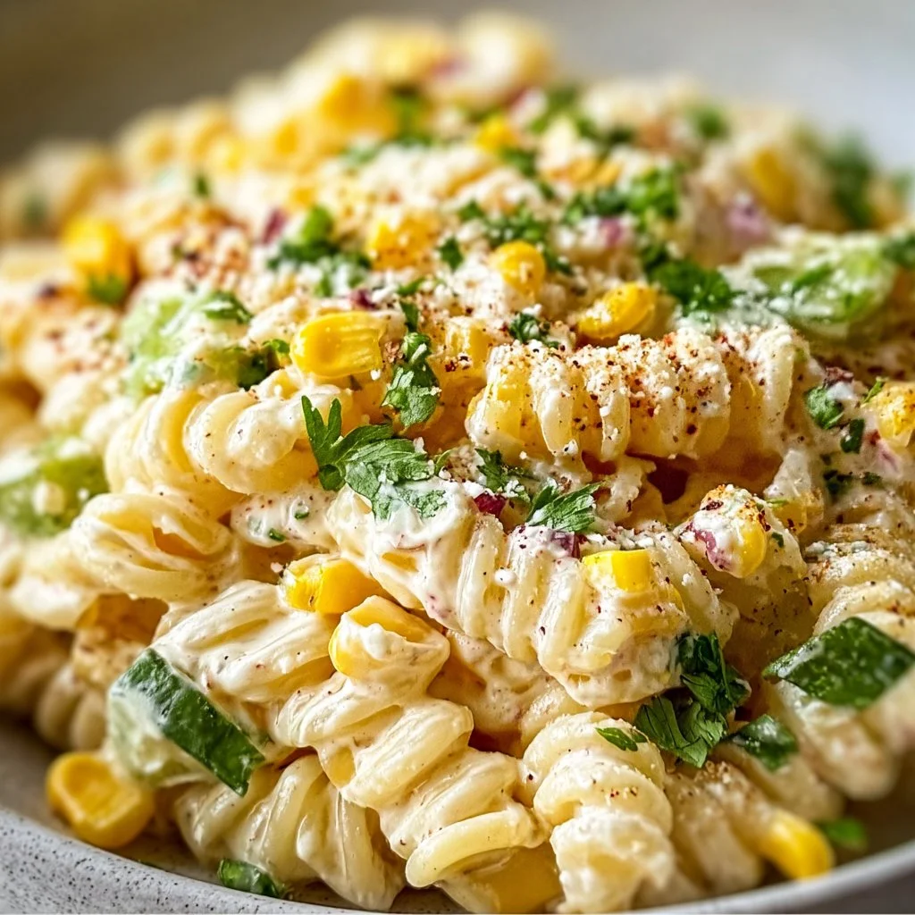 Mexican Street Corn Pasta Salad with vibrant ingredients and pasta