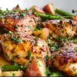 One Pan Honey Garlic Chicken Dinner served with vegetables