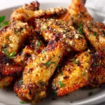 Delicious oven-roasted garlic parmesan wings served on a plate