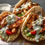 Sheet Pan Chicken Pitas with fresh vegetables and flavorful chicken