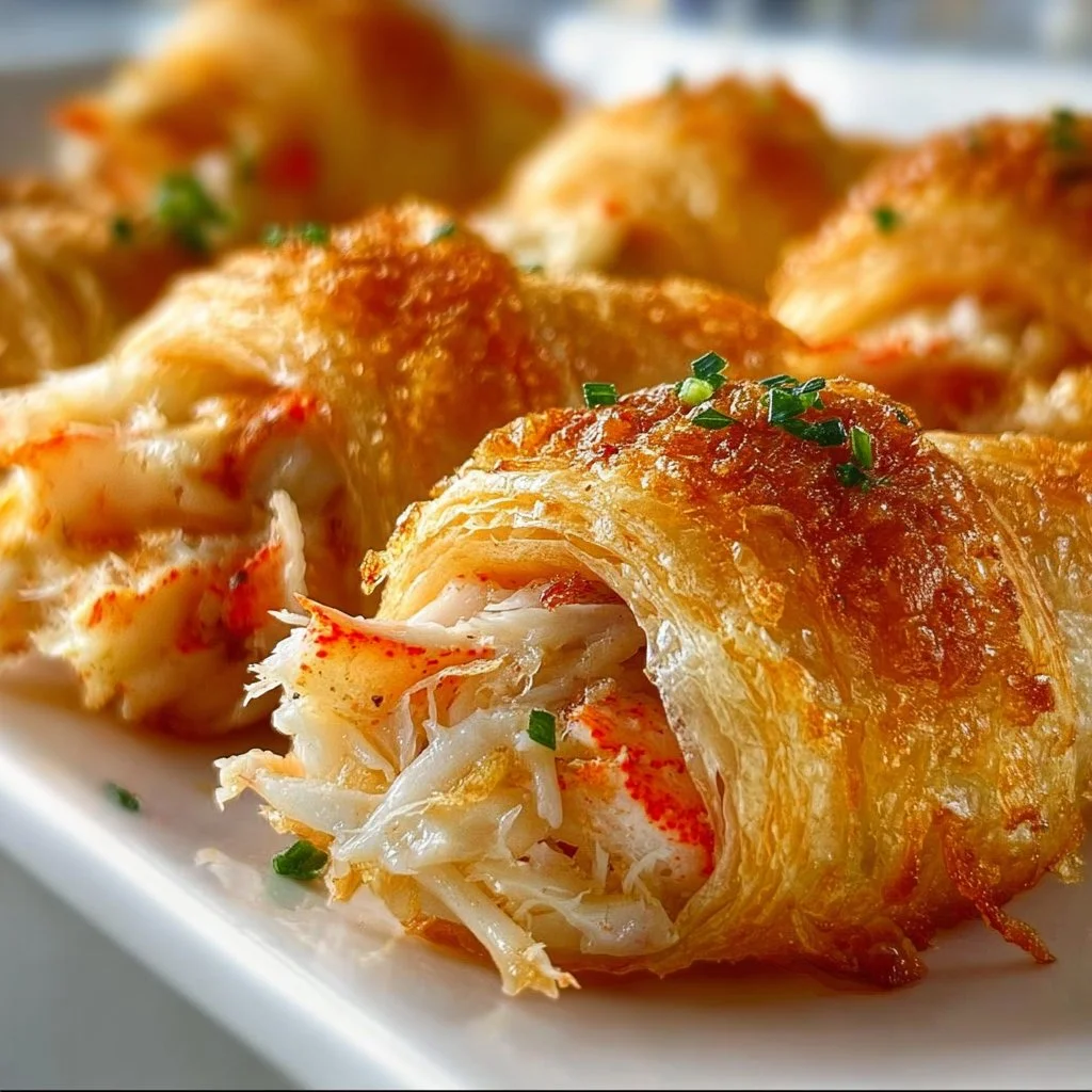 Tasty Party Crab Crescent Bites served on a platter at a gathering