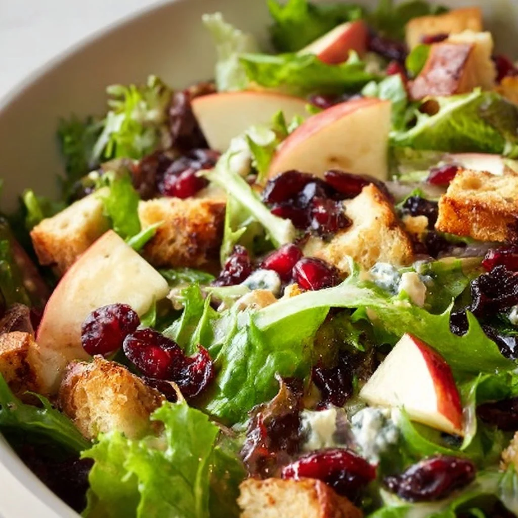 A colorful Thanksgiving salad featuring seasonal ingredients and festive presentation.