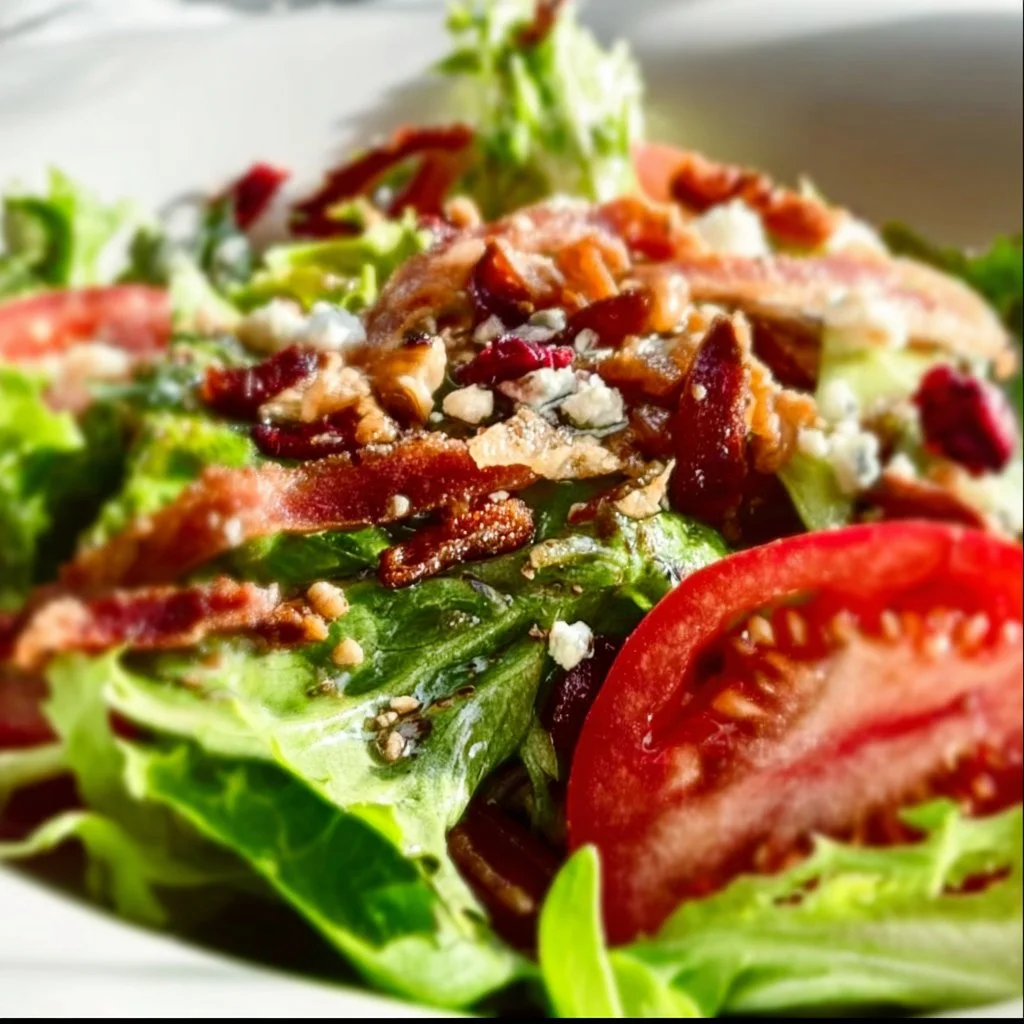 A colorful and fresh salad with various vegetables and toppings, showcasing the best salad ever.