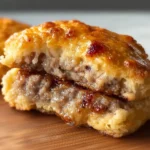 Delicious homemade 3 ingredient sausage biscuit on a plate.