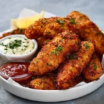 Crispy Air Fryer Chicken Tenders served with dipping sauce
