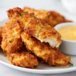 Crispy air fryer chicken tenders served with dipping sauce