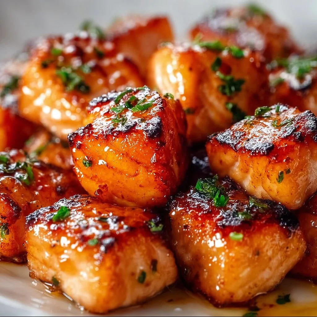 Air Fryer Honey Garlic Salmon Bites