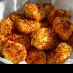 Crispy Air Fryer Ranch-Crusted Chicken Bites served on a plate