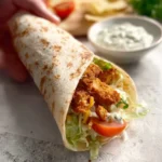 Crispy air-fryer snack wrap filled with fresh ingredients and served on a plate.