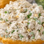 Delicious bowl of Old Fashioned Southern Chicken Salad with fresh ingredients