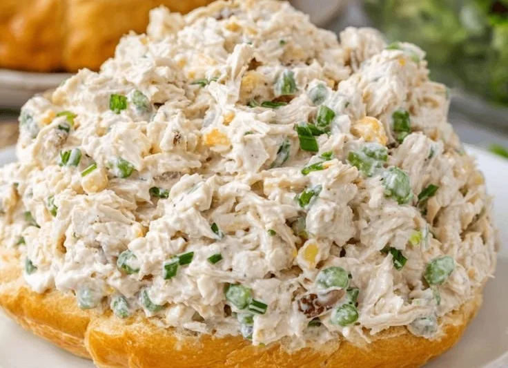Delicious bowl of Old Fashioned Southern Chicken Salad with fresh ingredients