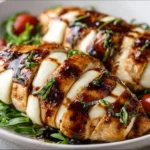 Balsamic baked chicken breast seasoned and ready to serve