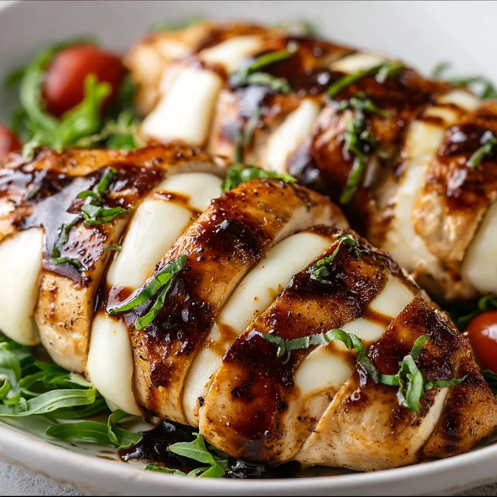 Balsamic baked chicken breast seasoned and ready to serve