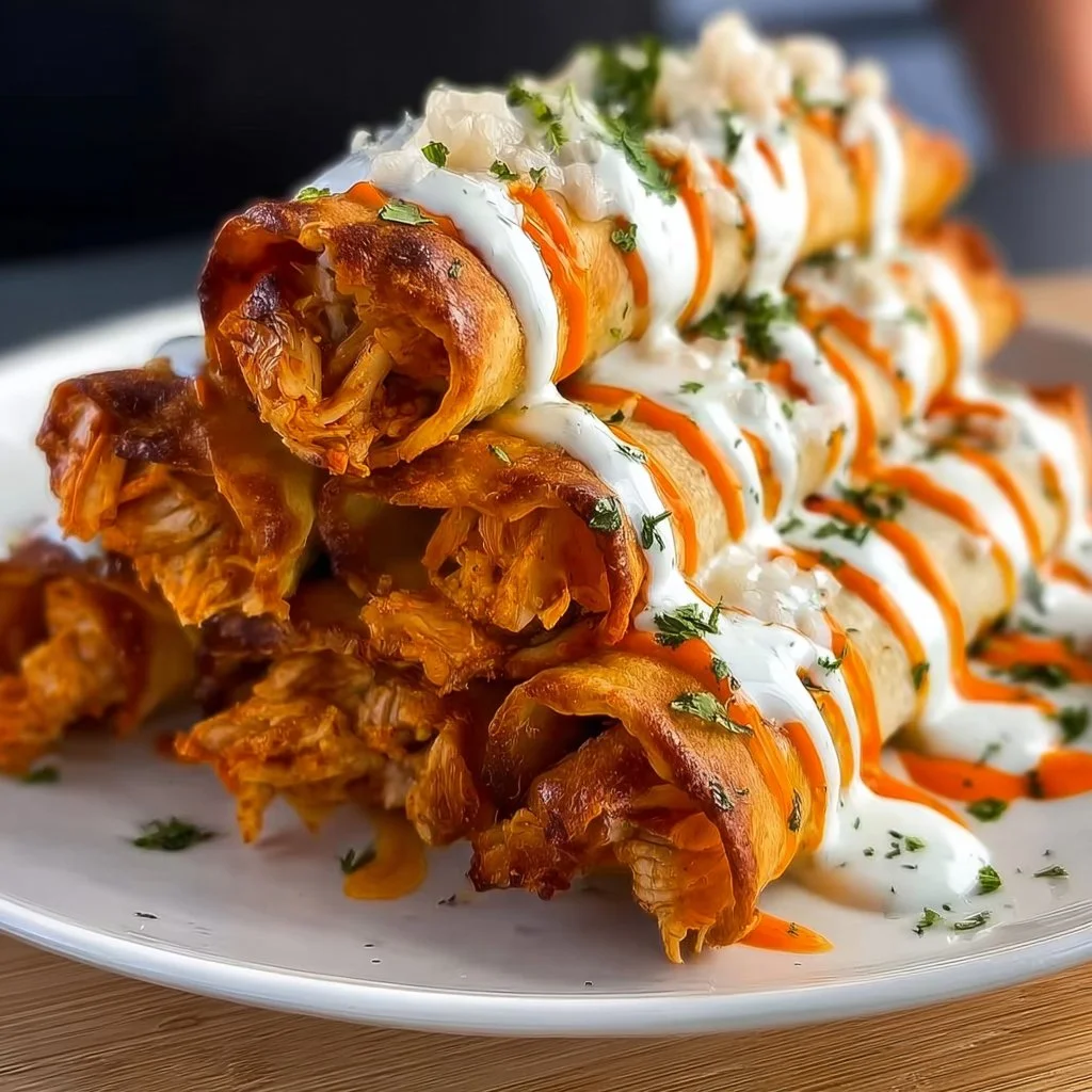 Low-Calorie & High-Protein Buffalo Chicken Taquitos