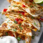 Delicious Chicken Quesadillas served with salsa and guacamole