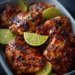 Delicious Chili Lime Chicken garnished with lime and cilantro