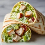 Chopped Chicken Caesar Salad Wrap with lettuce, grilled chicken, and Caesar dressing