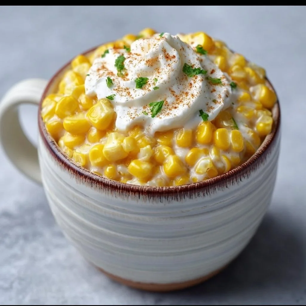 Delicious corn in a cup served with toppings and spices