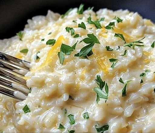 Creamy Parmesan rice served in a bowl as a comforting side dish