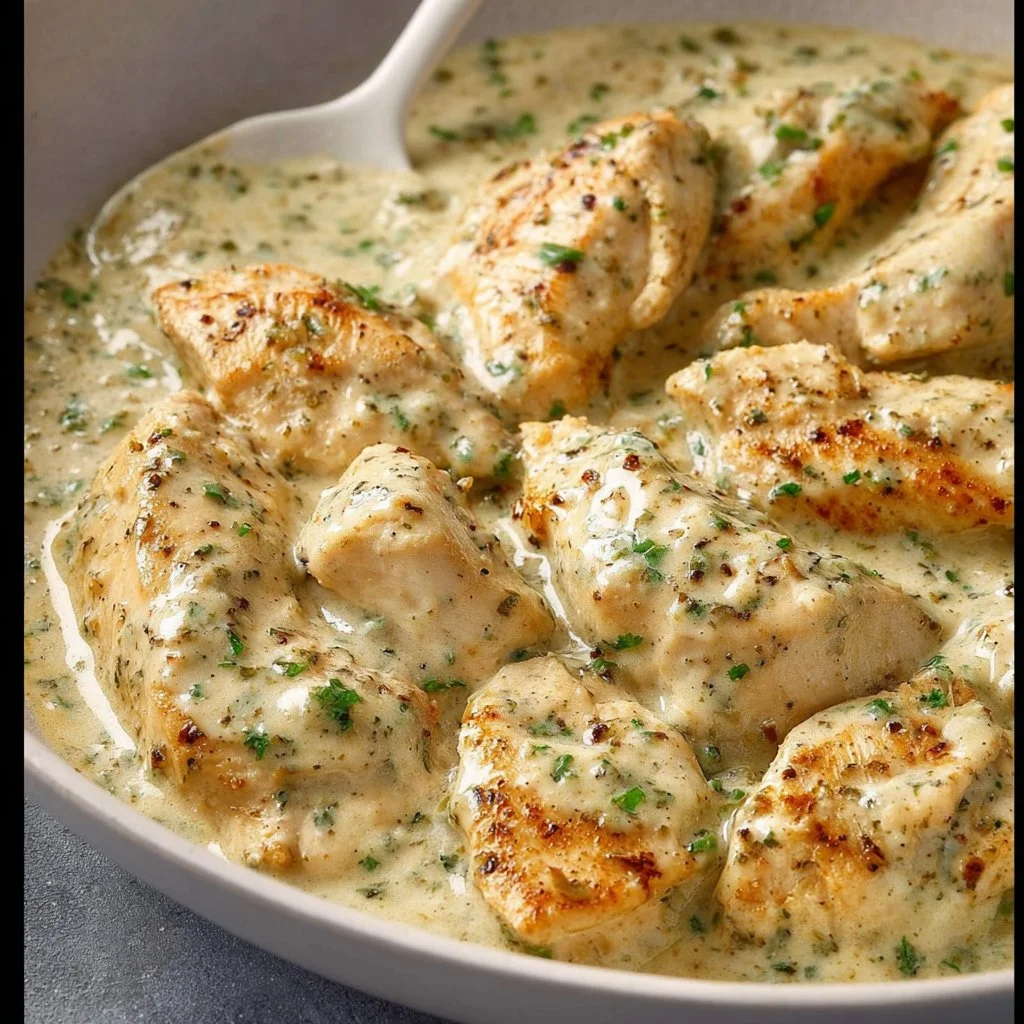 Delicious creamy ranch chicken served on a plate