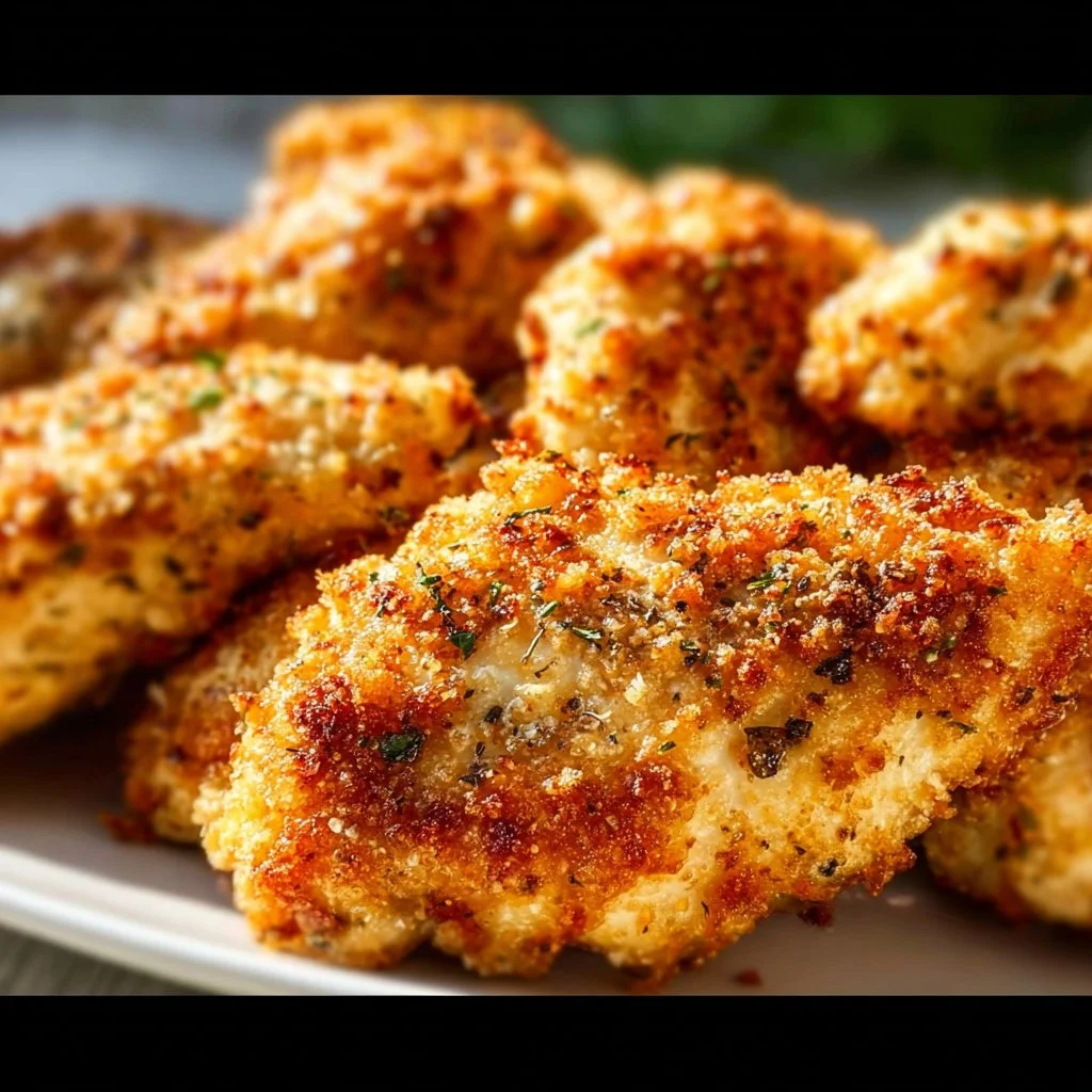 Crispy baked ranch chicken served with herbs and spices