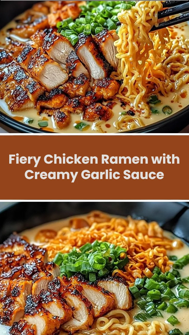 Fiery Chicken Ramen with Creamy Garlic Sauce