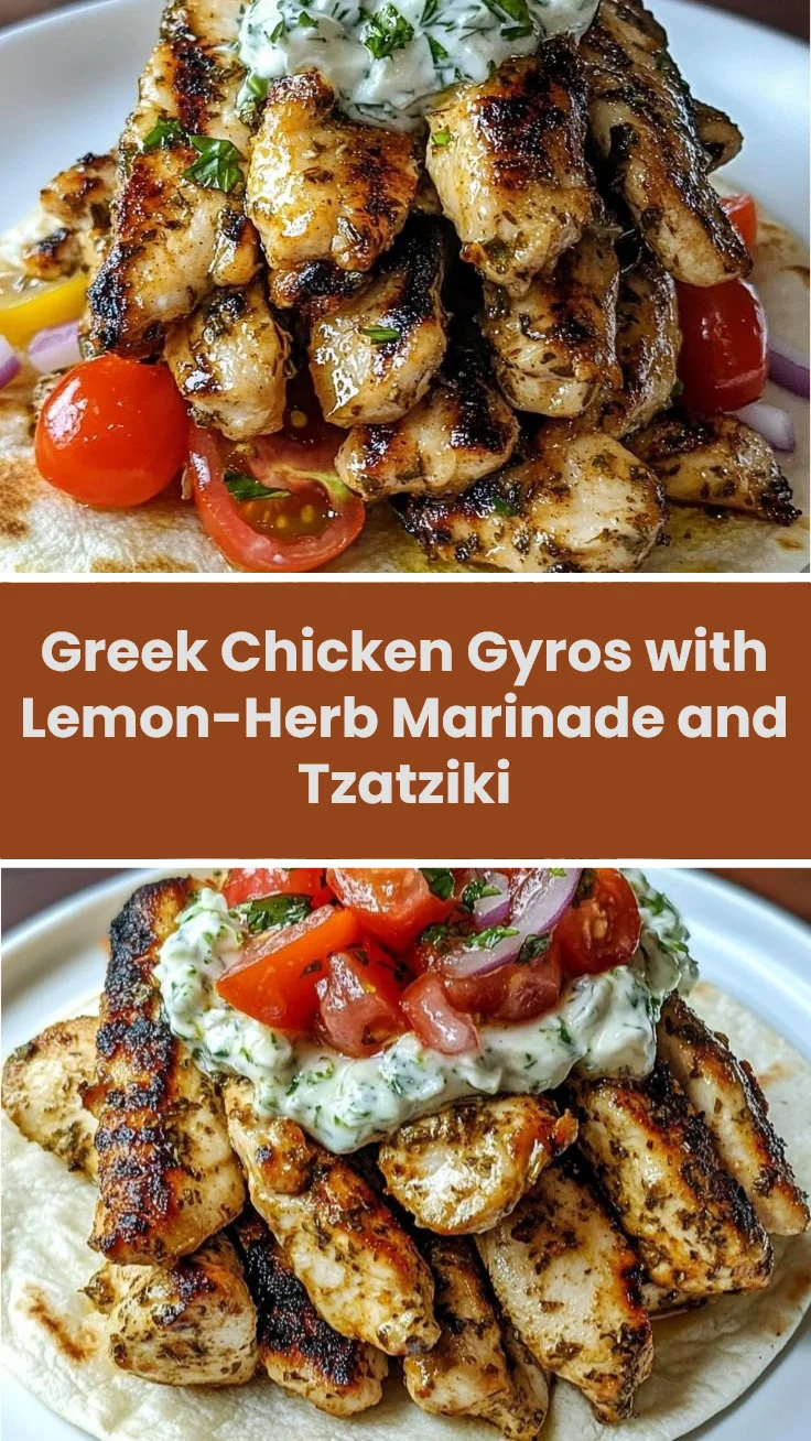Greek Chicken Gyros with Lemon-Herb Marinade and Tzatziki