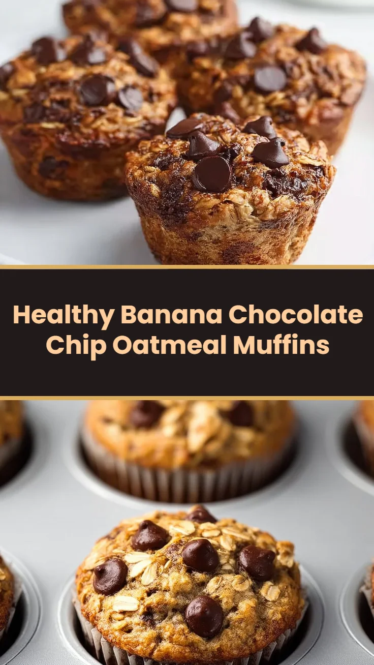 Healthy Banana Chocolate Chip Oatmeal Muffins