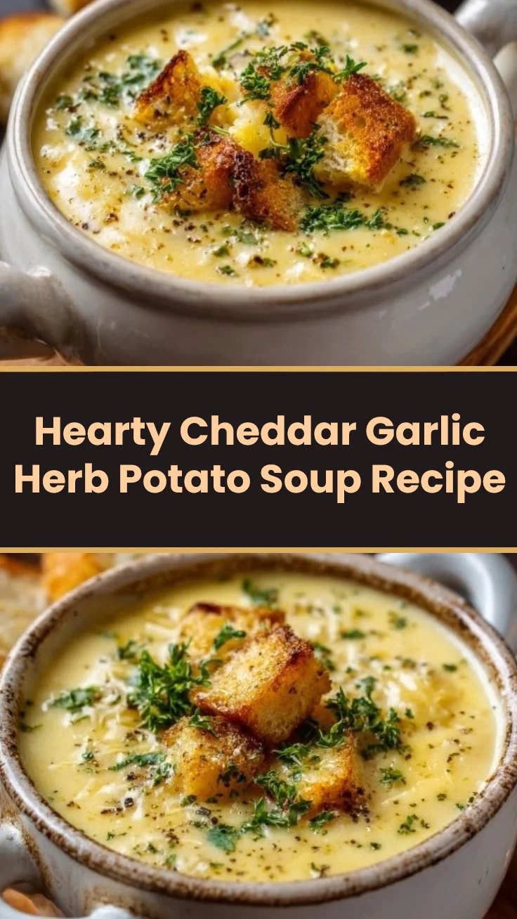 Hearty Cheddar Garlic Herb Potato Soup Recipe