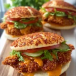 High-protein KFC Zinger Sliders with crispy chicken and spicy flavor