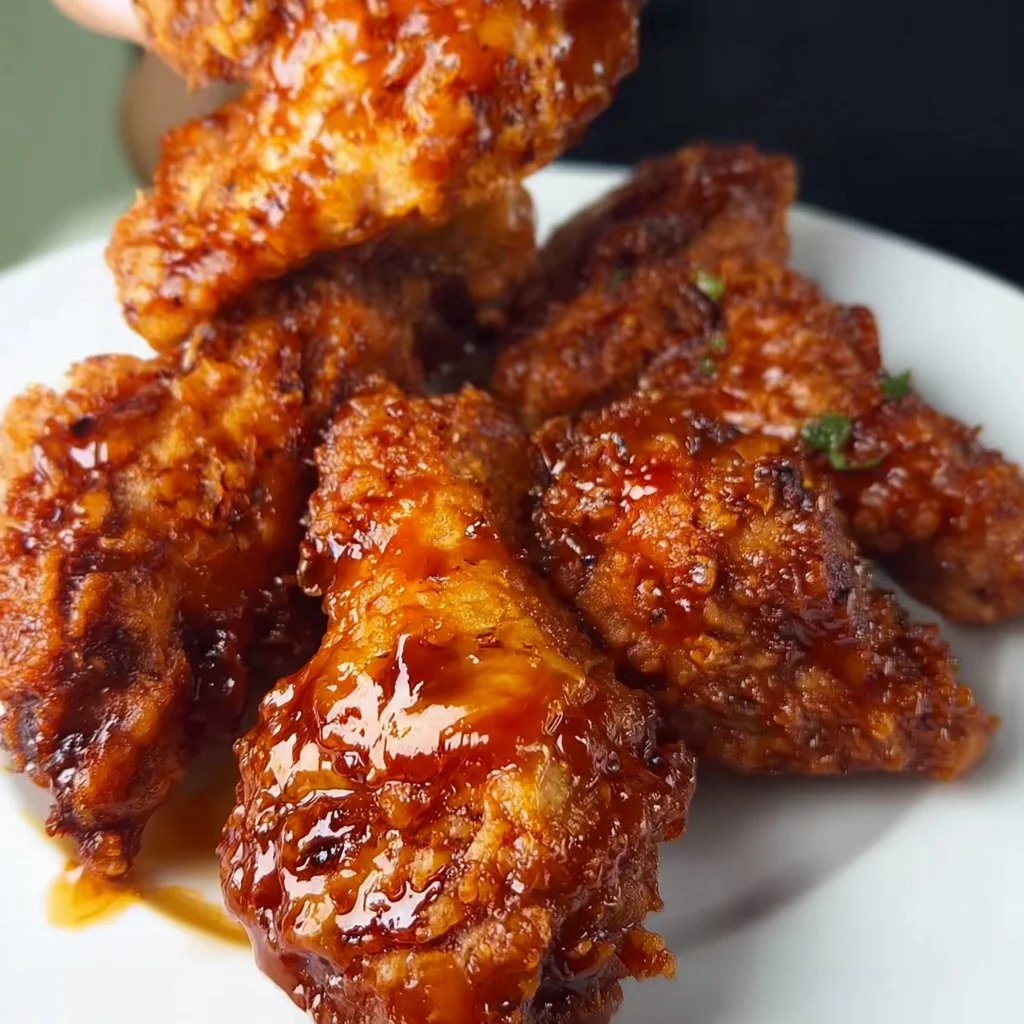 Crispy hot honey fried chicken drizzled with sweet honey glaze