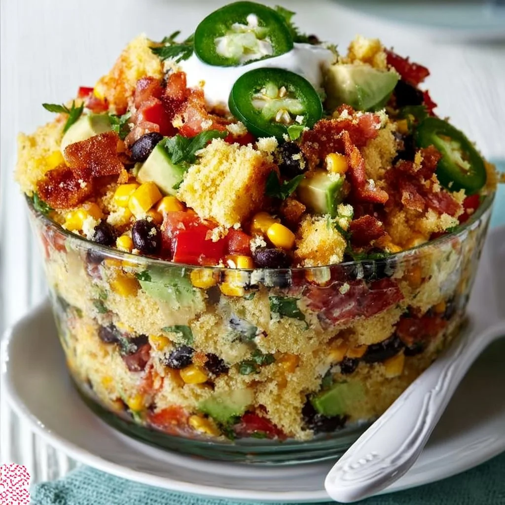 Layered Southwestern Cornbread Salad