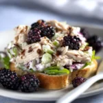 Low carb blackberry cottage cheese chicken salad served in a bowl