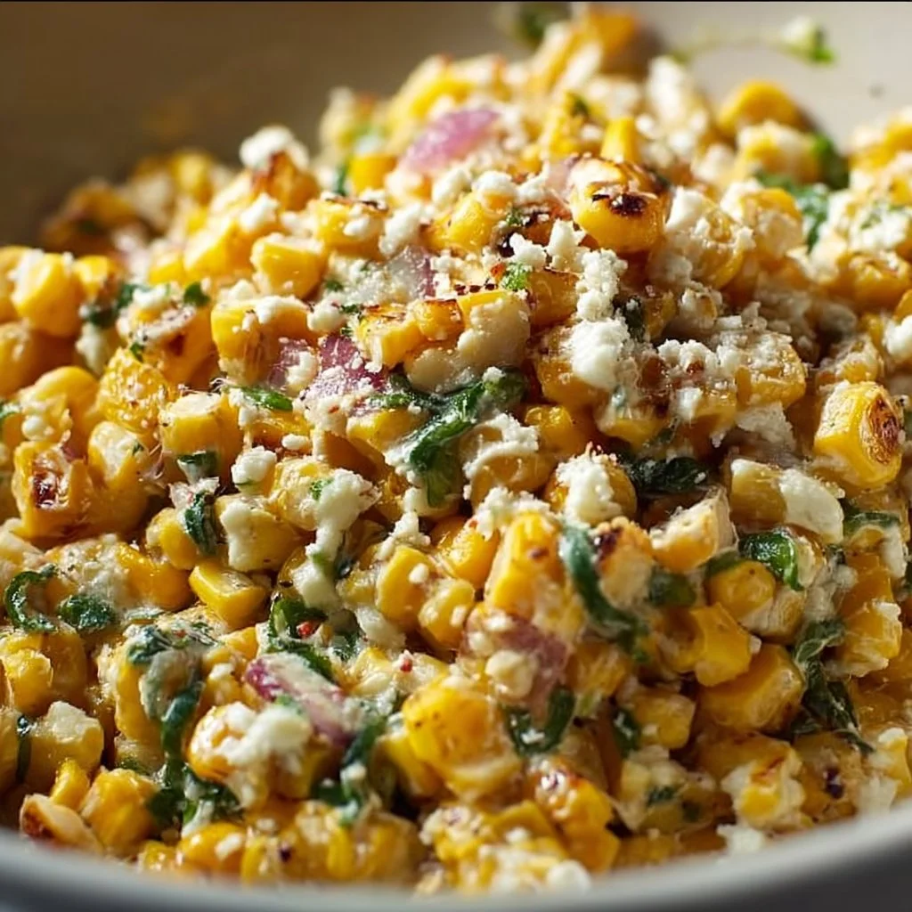 Colorful Mexican corn salad with vibrant vegetables and lime dressing